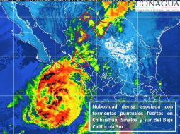 Se pronostican vientos superiores a los 70 km por hora y olas de tres a cuatro metros en Baja California Sur. TWITTER / @conagua_clima