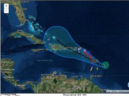 'María' de categoría 1 se encuentra a 225 kilómetros al este-noreste de Barbados. EFE / NOAA