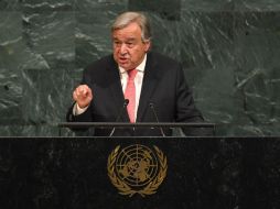 ''La confianza dentro y entre los países está siendo reducida por aquellos que buscan demonizar y dividir'', señala Guterres. AFP / T. A. Clary