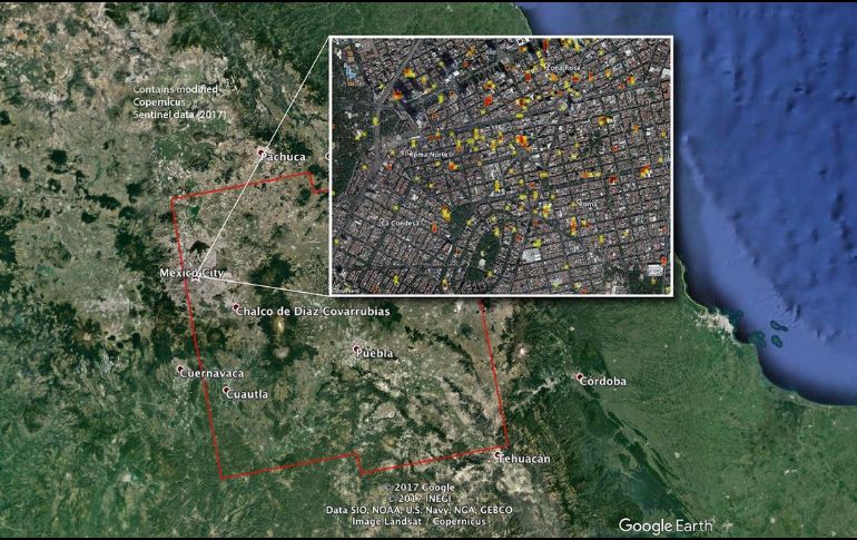 El mapa virtual indica la magnitud de los daños causados por el terremoto y las réplicas.