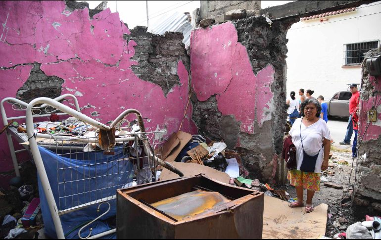 Aspecto de las viviendas en la entidad tras sufrir cuarteaduras debido al terremoto.
