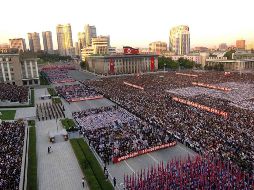 Las imágenes se difunden en momentos en que miles de norcoreanos realizaron una manifestación antiestadounidense.