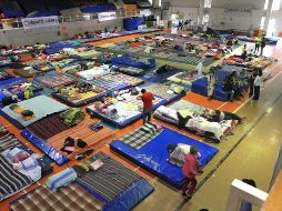 El deportivo de la delegación Benito Juárez, acondicionado como albergue para familias en la Ciudad de México. NOTIMEX/J. Espinosa