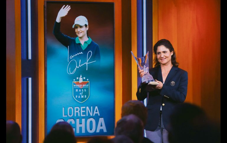 Lorena Ochoa. La tapatía se mostró emocionada durante la ceremonia de ayer en Nueva York.