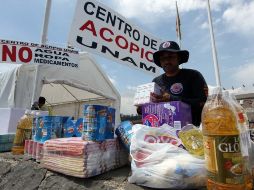 Entre el 20 y 26 de septiembre, la UNAM recaudó casi 900 toneladas de ayuda en el Estadio Olímpico. NTX / ARCHIVO