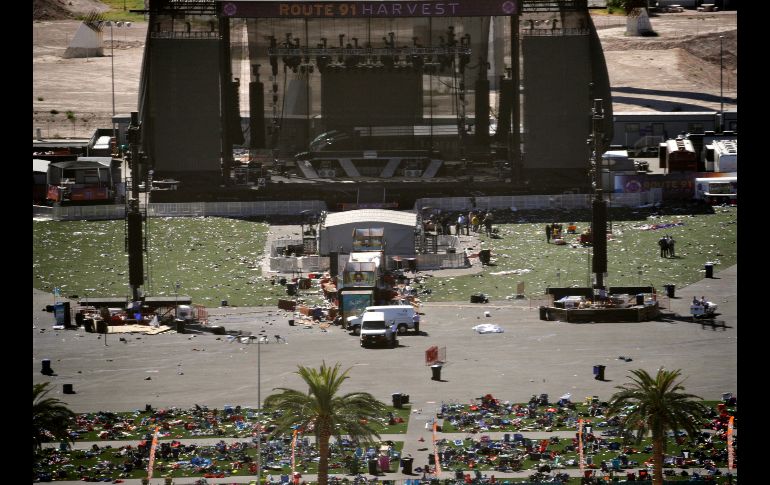 La zona cercana al escenario del concierto, horas después del ataque. AP/J. Locher