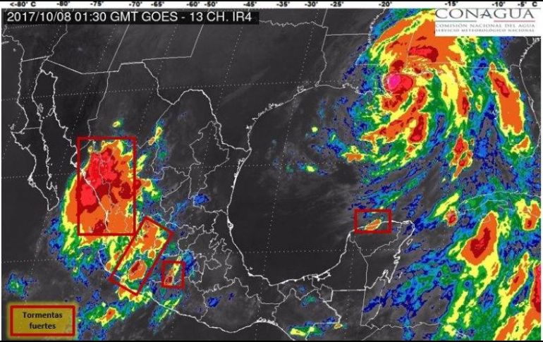 Reportan un débil frente frío que se ubica en el norte del país, y al flujo de aire húmedo proveniente de ambos litorales. TWITTER / @conagua_clima