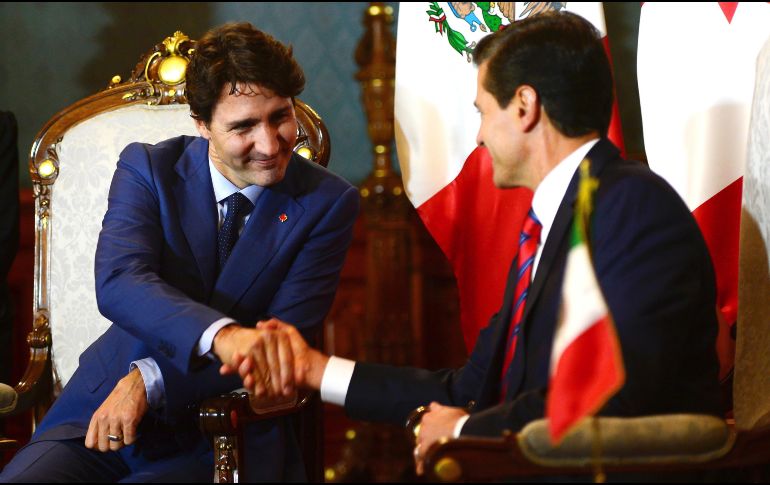 Peña Nieto y Trudeau sostuvieron un encuentro privado en Palacio Nacional. AP / S. Kilpatrick