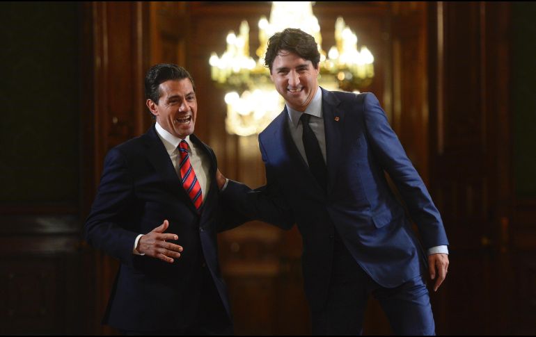 Peña Nieto dirigió un mensaje en Palacio Nacional en el marco de la visita de Justin Trudeau. AP / S. Kilpatrick