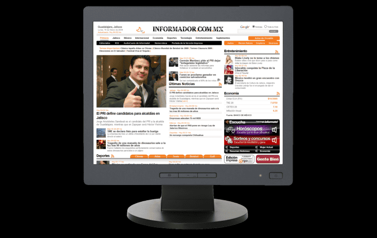 El esquema de la página que se habilitó en 2009 privilegiaba mucho más el contenido multimedia y un amplio despliegue de la información.