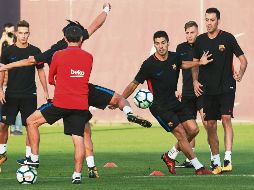 Los azulgranas se preparan para jugar contra el Atlético. EFE