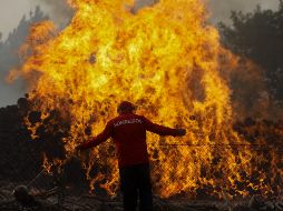 Actualmente se mantienen activos 108 incendios que combaten más de cinco mil 300 bomberos apoyados por mil 600 vehículos de extinción terrestre y más de 200 militares. EFE / P. Cunha
