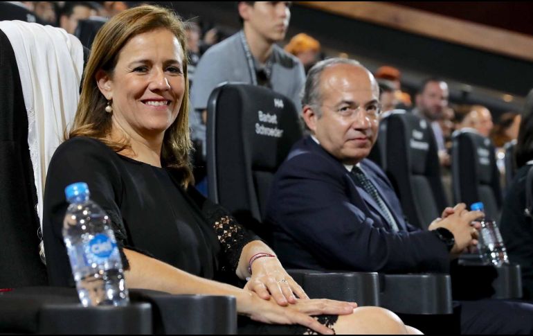 Margarita Zavala y su esposo, Felipe Calderón, durante el Festival Internacional de Cine de Morelia (FICM), la noche del sábado. SUN / B. Fregoso