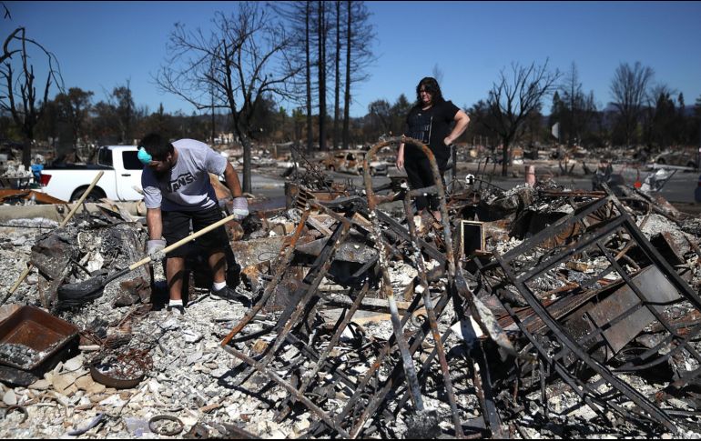 Los incendios han destruido más de 89 mil hectáreas en los condados de Napa, Sonoma, Lake y Mendocino. AFP / J. Sullivan