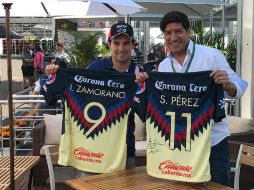 El amor de Pérez (I) por los colores del América es bien conocido. TWITTER/@ForceIndiaF1