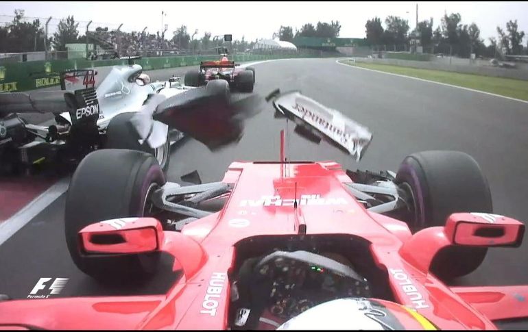 El contacto entre Hamiton, Vettel y Verstappen, se encuentra bajo investigación. TWITTER/@F1