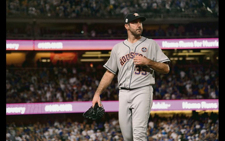 Justin Verlander. El estelar abridor de los Astros tendrá la responsabilidad hoy en la lomita en el sexto juego de la Serie Mundial ante los Dodgers. AFP