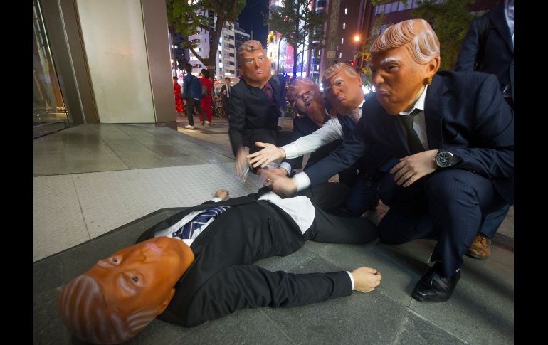 El mandatario estadounidense Donald Trump también está presente en los disfraces en Japón.