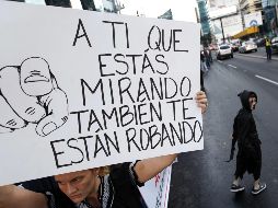 La manifestación, que se desarrolló sin incidentes, tuvo lugar en el corazón del centro financiero de Panamá. EFE / A. Bolívar