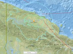 El hipocentro del terremoto se situó a 67 kilómetros al suroeste de Angoram, en la provincia de East Sepik. ESPECIAL / earthquake.usgs.gov