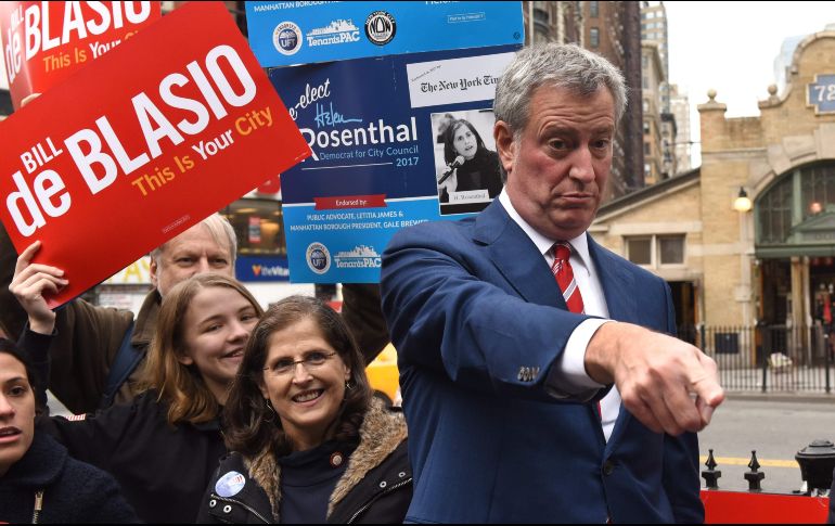 De Blasio se convertir en el primer demócrata que es reelegido para la Alcaldía de Nueva York desde comienzos de la década de los ochenta. AFP / T. Clary