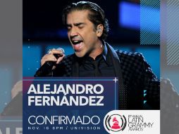Alejandro Fernández se unió a los artistas, como Rubén Blades, Bomba Estereo y Carlos Rivera, que actuarán en los Latin Grammy. Twitter / @LatinGRAMMYs