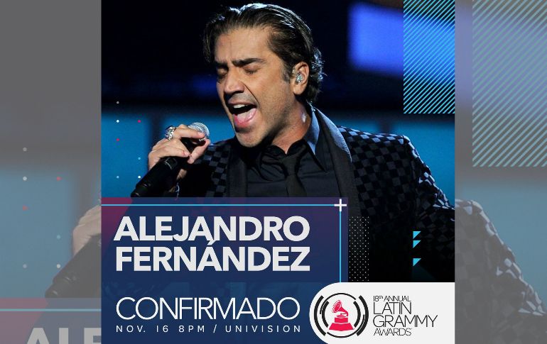 Alejandro Fernández se unió a los artistas, como Rubén Blades, Bomba Estereo y Carlos Rivera, que actuarán en los Latin Grammy. Twitter / @LatinGRAMMYs