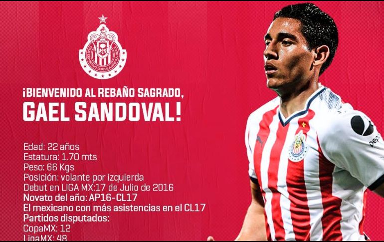 Sandoval se convierte así en el primer refuerzo del equipo, de cara al torneo Clausura 2018. TWITTER / @Chivas