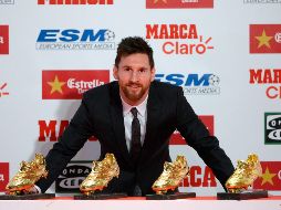 Messi iguala al portugués del Real Madrid, Cristiano Ronaldo, único jugador que tenía hasta ahora cuatro Botas de Oro. AFP / J. Lago