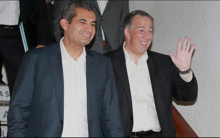 El recibir el expediente de Meade, el presidente nacional del PRI, Enrique Ochoa Reza, dijo que analizarán los documentos. EFE / M. Guzmán