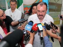 Videgaray fue entrevistado durante la inauguración de la reunión preparatoria del Pacto Mundial para la Migración Segura en Puerto Vallarta. EFE/F. Pérez