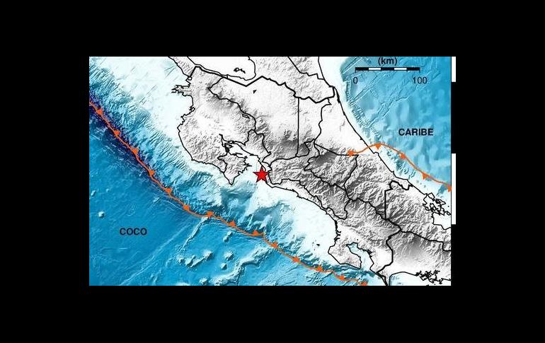 El sismo se produjo a las 14:18 horas con epicentro 6 kilómetros al oeste de Tárcoles. ESPECIAL/  UNIVERSIDAD DE COSTA RICA