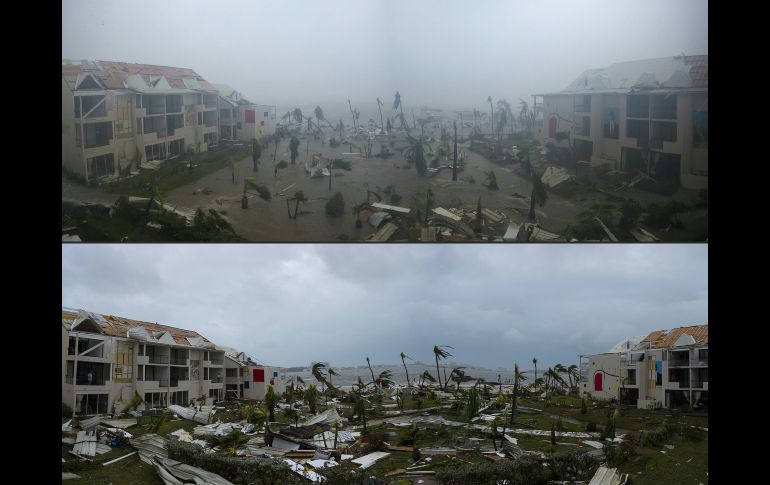 TMARIGOT, SAN MARTÍN (07/SEP/2017).- ''Irma'', de categoría 5, tocó ayer tierra en islas del Caribe. Imágenes del Hotel Mercure durante el paso del huracán. AFP/L. Chamoiseau