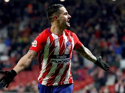 Vitolo celebra su primer tanto como Colchonero. EFE/ C. Moya