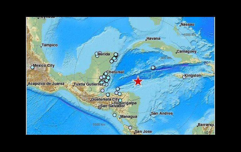 El sismo se registró frente a las costas de Honduras que fue percibido en algunas zonas del sureste mexicano. TWITTER / @SkyAlertMx
