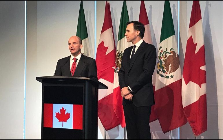 El pasado jueves, el secretario González Anaya se reunió en Toronto con su homólogo, Bill Morneau.  TWITTER / @SHCP_mx