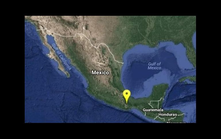 Imagen proporcionada por el Servicio Sismológico Nacional que muestra el sitio donde se registró el temblor. TWITTER/@SSNMexico