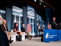 Donal Trump habla ante sus partidarios en una conferencia del Partido Republicano. AP/A. Harnik