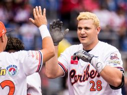 Balbino Fuenmayor, bateador de poder de los Caribes, fue la figura del encuentro. TWITTER/@SDCJalisco2018