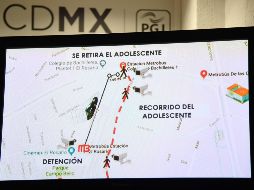 Este lunes en conferencia de prensa el procurador Edmundo Garrido presentó una serie de grabaciones que aseguró, muestran la ruta del joven. SUN / J. Martínez