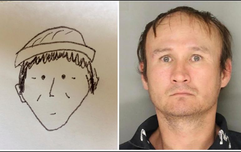 El dibujo del testigo y la foto del sospechoso. AP/Lancaster City Bureau of Police