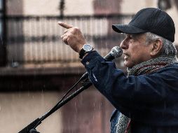 El líder de Morena tuvo un evento en la Plaza de los Fundadores de San Luis Potosí. SUN / G. Espinosa