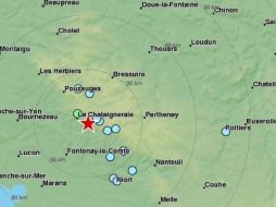 El epicentro se situó en un punto a 46.62 grados norte y a 0.70 grados oeste, junto a la localidad de La Châtaigneraie. TWITTER