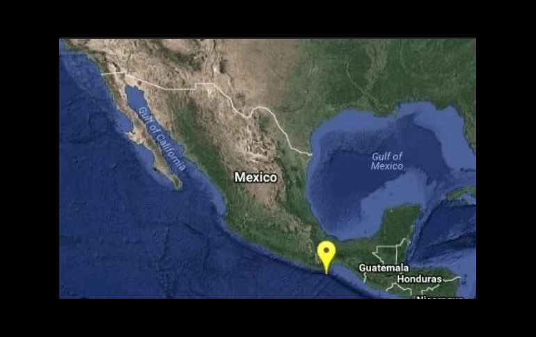 Mapa proporcionado por el Servicio Sismológico Nacional que señala el sitio exacto del epicentro. TWITTER/@SSNMexico