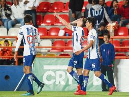 Abre la cuenta. Ángelo Sagal celebra el primer tanto de Pachuca contra los Xolos de Tijuana. EFE