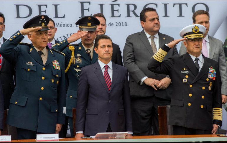Enrique Peña Nieto encabezó la conmemoración del Día del Ejército, en el nuevo Estadio SEDENA. NOTIMEX/Presidencia