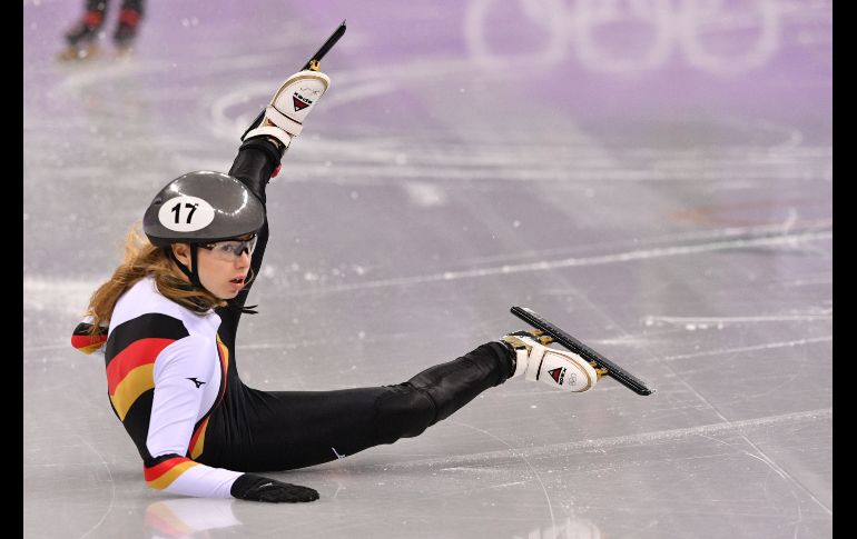 La alemana Anna Seidel en una elminatoria de los 1,500 metros de patinaje de velocidad. AFP/M. Antonov