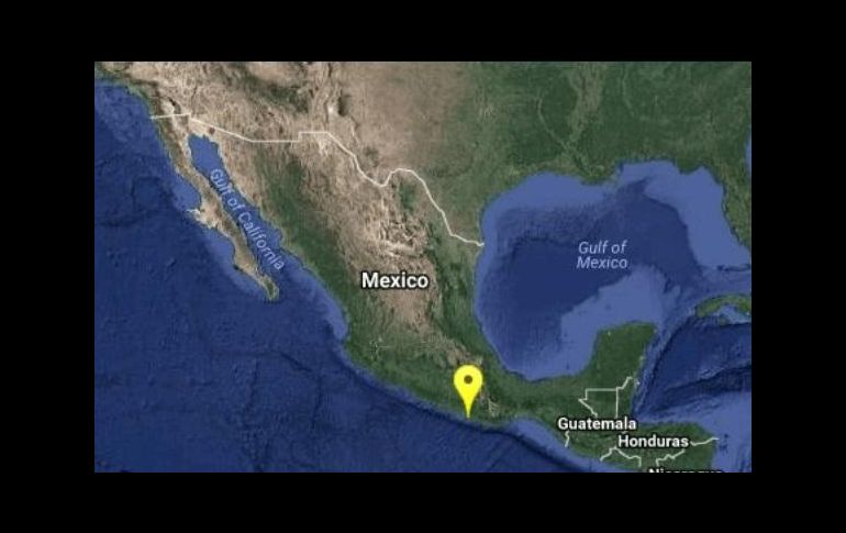 Imagen proporcionada por el Sismológico Nacional que muestra la ubicación del epicentro. TWITTER/@SSNMexico