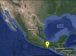 Mapa proporcionado por el Sismológico que muestra el lugar del epicentro. TWITTER/@SSNMexico