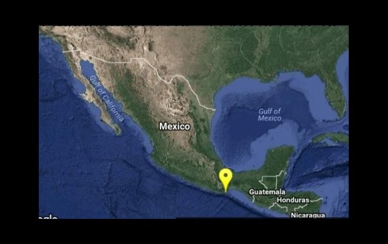 Mapa proporcionado por el Sismológico que muestra el lugar del epicentro. TWITTER/@SSNMexico
